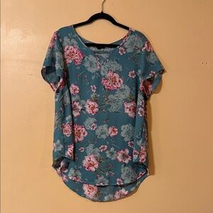 Torrid Teal Floral Blouse
